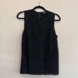 Lauren Ralph Lauren Black Lace Sleeveless Top NWOT